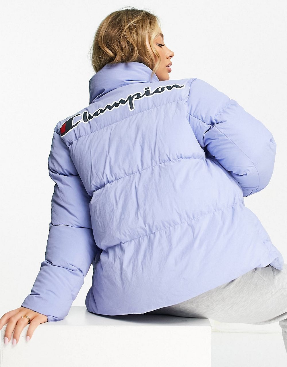 Small Logo Puffer Jacket In Blue – Image 5